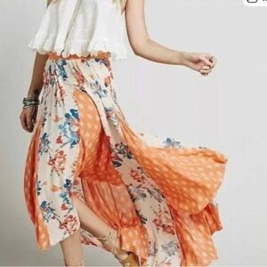 NWT Free People Show You Off Boho Hi-Lo Maxi Skirt S